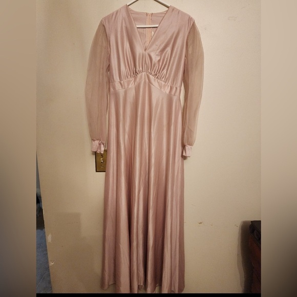 Vintage Blush Pink Nightgown/Dress With Darling Sheer Sleeves - Picture 1 of 5